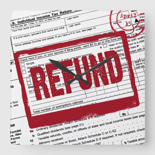 所得税の還付型枠 スクエア壁時計 (正面)