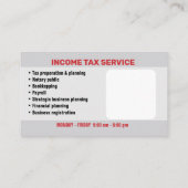 所得税サービスの名刺 名刺 (裏面)