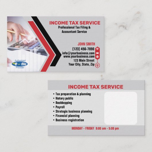 所得税サービスの名刺 名刺 (正面/裏面)