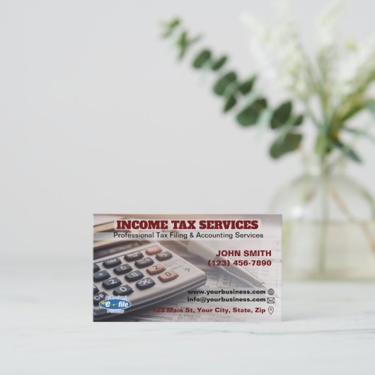 所得税サービスの名刺 名刺 (スタンド正面)
