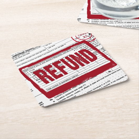 所得税還付スタンプ スクエアペーパーコースター (アングル)