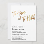 「所有する喜び」モダン ゴールド レセプション 招待状 (正面)