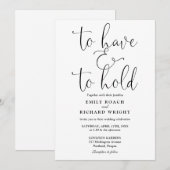 「所有と保持」スクリプト ブラックアンドホワイト ウェディング 招待状 (正面/裏面)