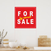 所有者による販売のために白い赤の黄色 ポスター (キッチン)
