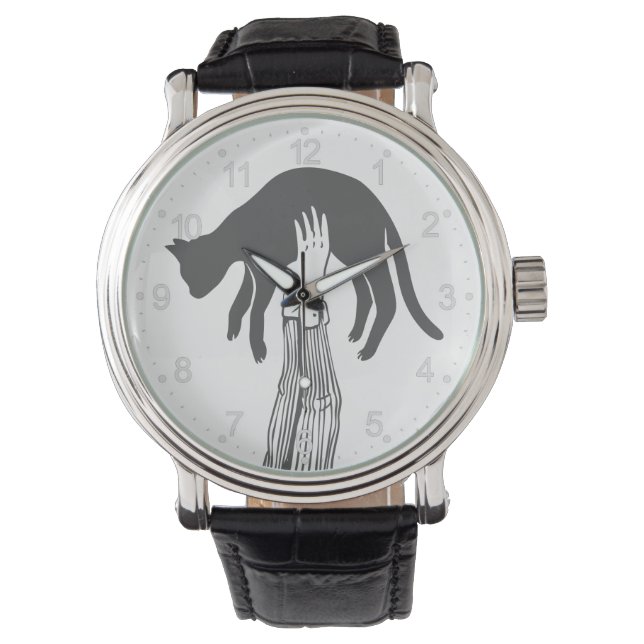 所有者の手の中の猫 – バックカラーを選択 腕時計 (正面)