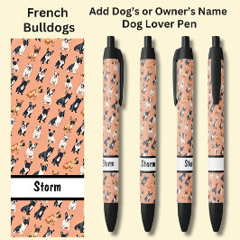 所有者または犬の名前の追加，ブルドッグフランスの 黒ボールペン