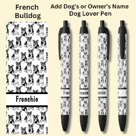 所有者または犬の名前を追加フランスの, Bulldog 黒ボールペン