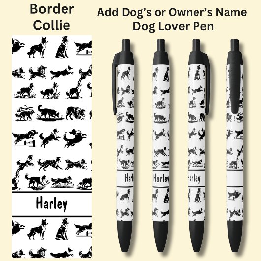 所有者または犬の名前を追加， 縁ど Collie 黒ボールペン