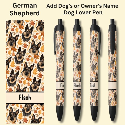 所有者または犬の名前を追加(German Shepherd) 黒ボールペン