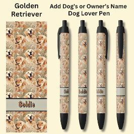所有者または犬の名前を追加， Golden Retriever 黒ボールペン