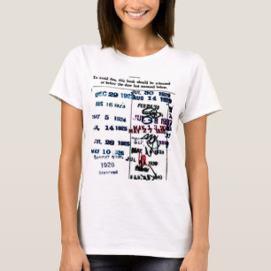所蔵者記号のTシャツの司書の日付カードのワイシャツ4 Tシャツ