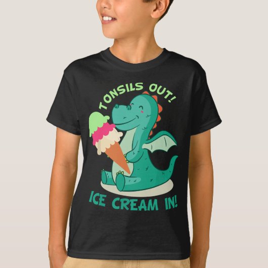 扁桃切除手術でアイスクリームを取り出す Tシャツ (正面)