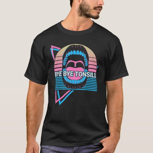 扁桃炎へんとう腺摘出術レトロバイバイ Tシャツ (正面)