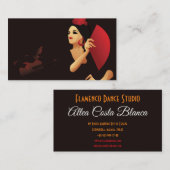 扇のスペインの黒と赤のフラメンコダンサー 名刺 (正面/裏面)