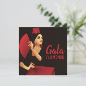 扇のスペインの黒と赤のフラメンコダンサー 招待状 (スタンド正面)