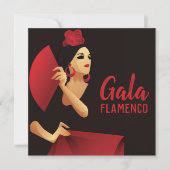 扇のスペインの黒と赤のフラメンコダンサー 招待状 (正面)