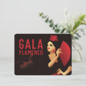 扇のスペインの黒と赤のフラメンコダンサー 招待状 (スタンド正面)