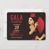扇のスペインの黒と赤のフラメンコダンサー 招待状 (裏面)