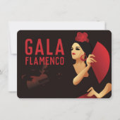 扇のスペインの黒と赤のフラメンコダンサー 招待状 (正面)