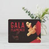 扇のスペインの黒と赤のフラメンコダンサー 招待状 (スタンド正面)
