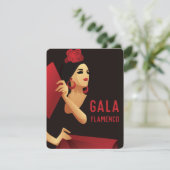 扇のスペインの黒と赤のフラメンコダンサー 招待状 (スタンド正面)