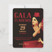 扇のスペインの黒と赤のフラメンコダンサー 招待状 (裏面)