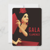 扇のスペインの黒と赤のフラメンコダンサー 招待状 (正面)