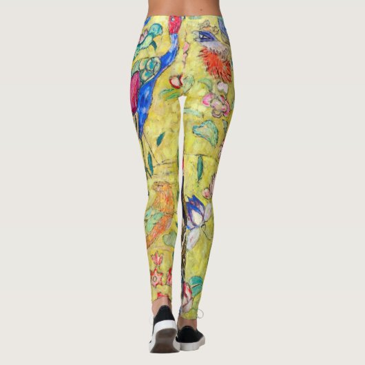 扇を持つ女性 by Gustav Klimt、ヴィンテージ ジャポニズム レギンス (裏面)