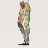 扇を持つ女性 by Gustav Klimt、ヴィンテージ ジャポニズム レギンス (左)