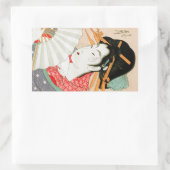 扇クール芸付き木版芸者 長方形シール (バッグ)