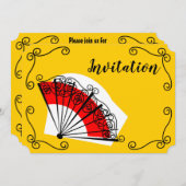 扇スペインの形コーナー招待状水平 招待状 (正面/裏面)