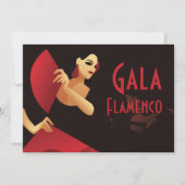 扇子を持つスペインのフラメンコダンサー。黒と赤 招待状 (正面)