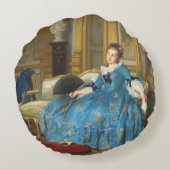 扇子を持つ生意気な少女のヴィンテージクラシック絵画 ラウンドクッション (裏面)