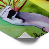 扇子日本のオリジナル水彩画 ポスター (角)