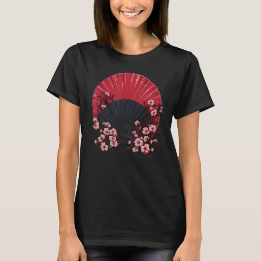 扇子日本の・うちわアート日本のデザイン Tシャツ (正面)