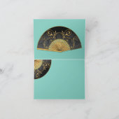 扇子 エレガント (ブルー) サンクスノート サンキューカード (内部)