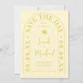 扇形ヤシの葉 トロピカル ブライト サマー セーブ・ザ・デート 招待状 (正面)