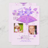 扇形2枚写真誕生日パーティー招待状 招待状 (正面/裏面)