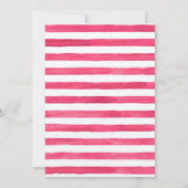 扇情的なピンクの水彩のストライプとゴールドのレタリング 招待状 (裏面)