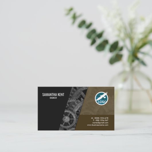 扇情的な銀製エンジンエンジニアの名刺 名刺 (スタンド正面)