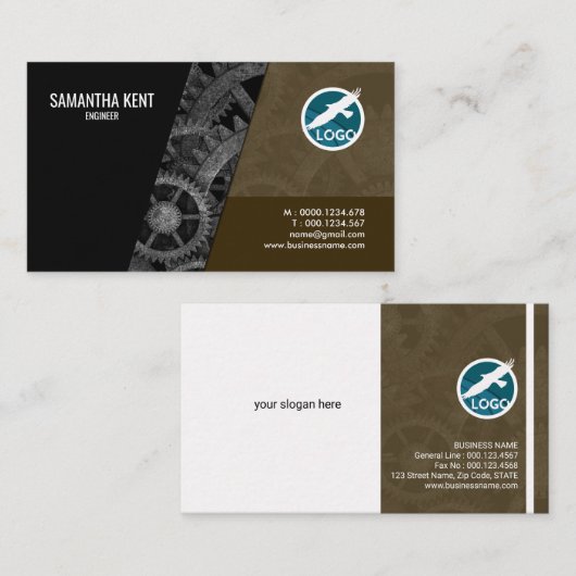 扇情的な銀製エンジンエンジニアの名刺 名刺 (正面/裏面)