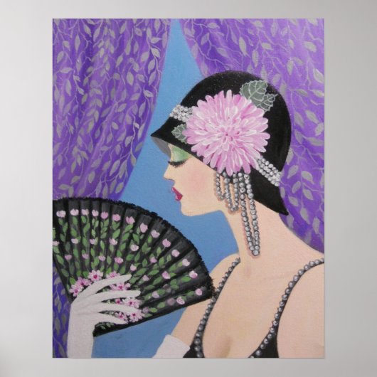 扇風機を持った女性 ポスター (正面)