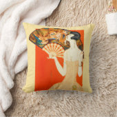 扇風機を持つアールデコレディ クッション (ブランケット)