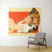 扇風機を持つアールデコレディ タペストリー (インサイチュ(横))