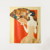扇風機を持つアールデコレディ タペストリー (正面)