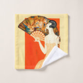 扇風機を持つアールデコレディ バスタオルセット (ウォッシュタオル)