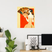 扇風機を持つアールデコレディ ポスター (ホームオフィス)