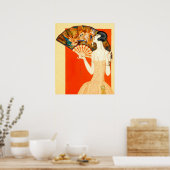 扇風機を持つアールデコレディ ポスター (キッチン)