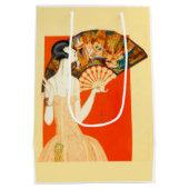 扇風機付きのアートデコの女性 ミディアムペーパーバッグ (裏面)