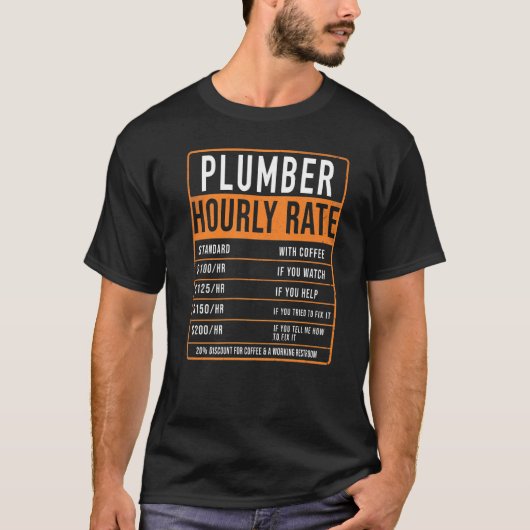 手おもしろいの配管工および配管設備の時給 Tシャツ (正面)
